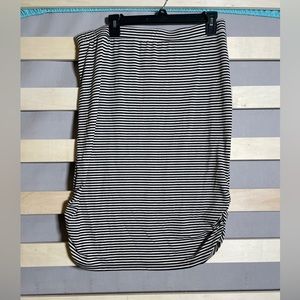 White and Black Striped Xhilaration Midi Skirt